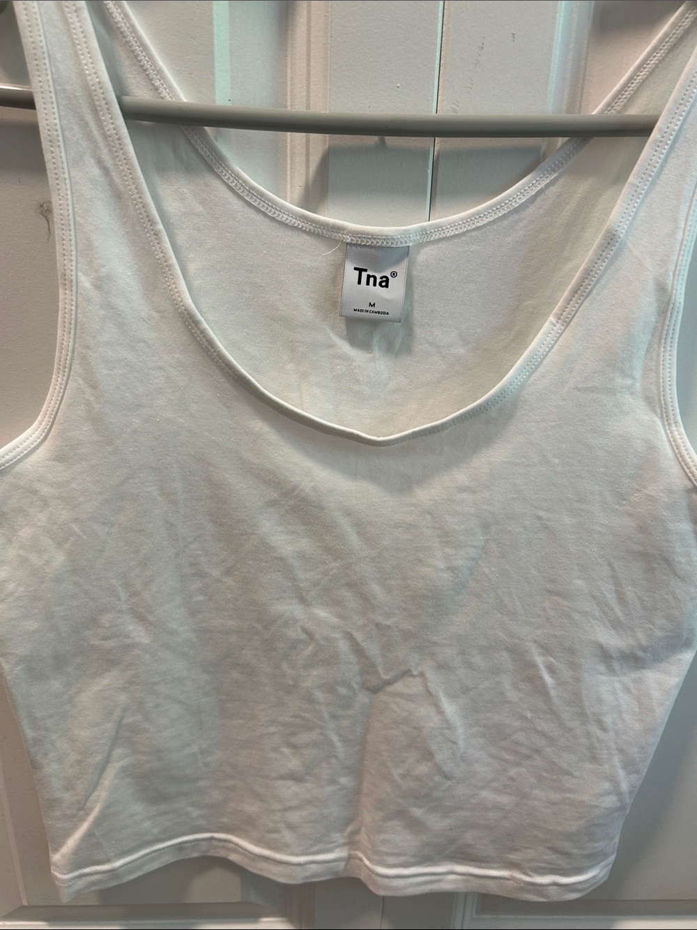 TNA Scoop Neck White Cropped Tank